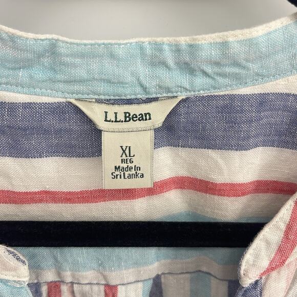 L. L. Bean 100% linen striped long sleeve pullover tunic blouse sz XL - Picture 5 of 6